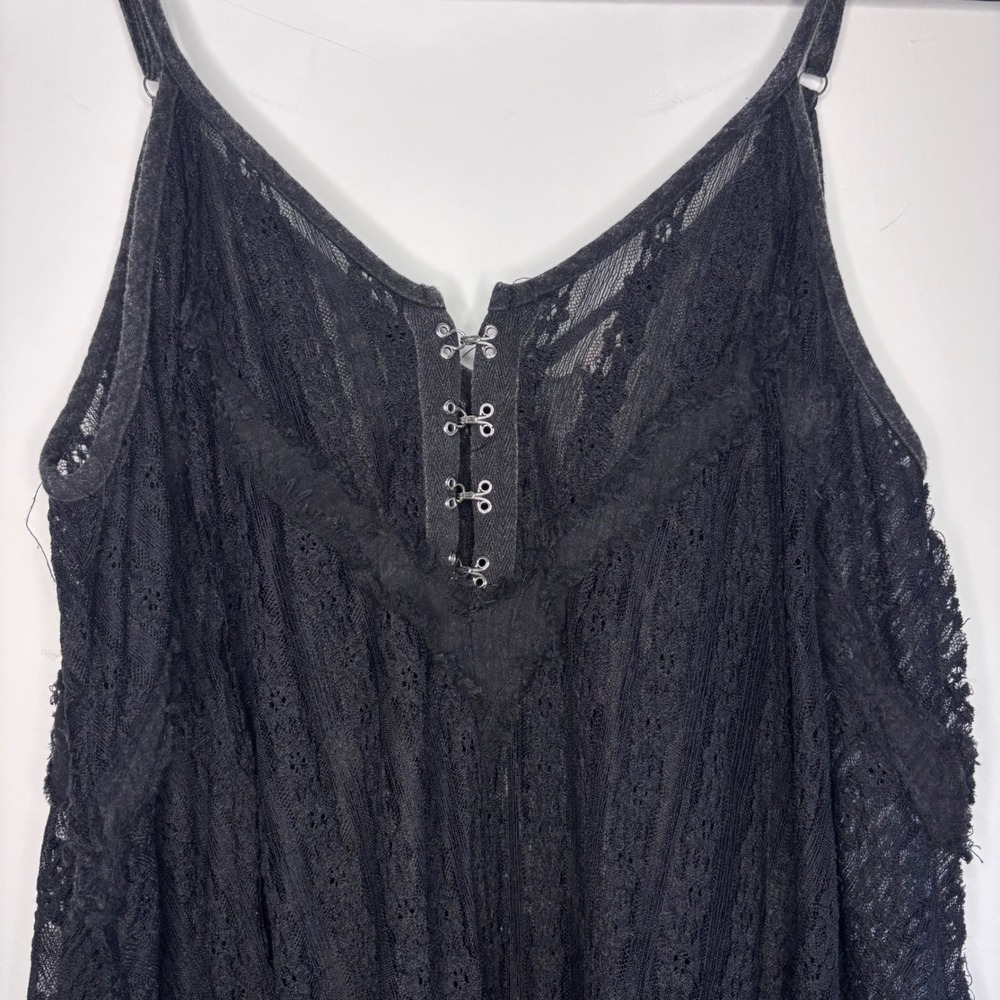 POL Black Lace Boho Sheered Sleeveless Dress Tunic Women's Oversized Small - Picture 4 of 8